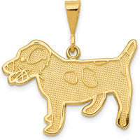 14K Yellow Gold Textured Jack Russell Terrier Dog Pendant - Polished Finish by Oro Pregiato