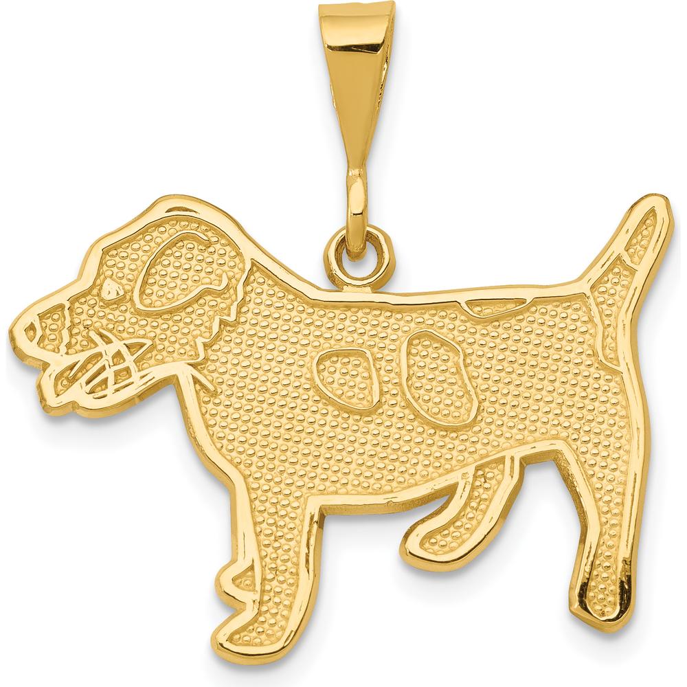 14K Yellow Gold Textured Jack Russell Terrier Dog Pendant - Polished Finish by Oro Pregiato