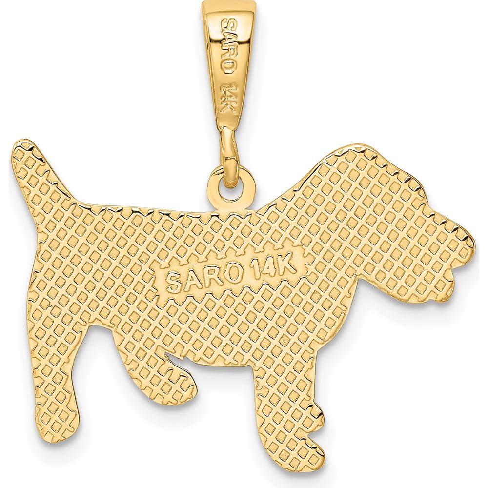 14K Yellow Gold Textured Jack Russell Terrier Dog Pendant - Polished Finish by Oro Pregiato