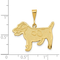 14K Yellow Gold Textured Jack Russell Terrier Dog Pendant - Polished Finish by Oro Pregiato