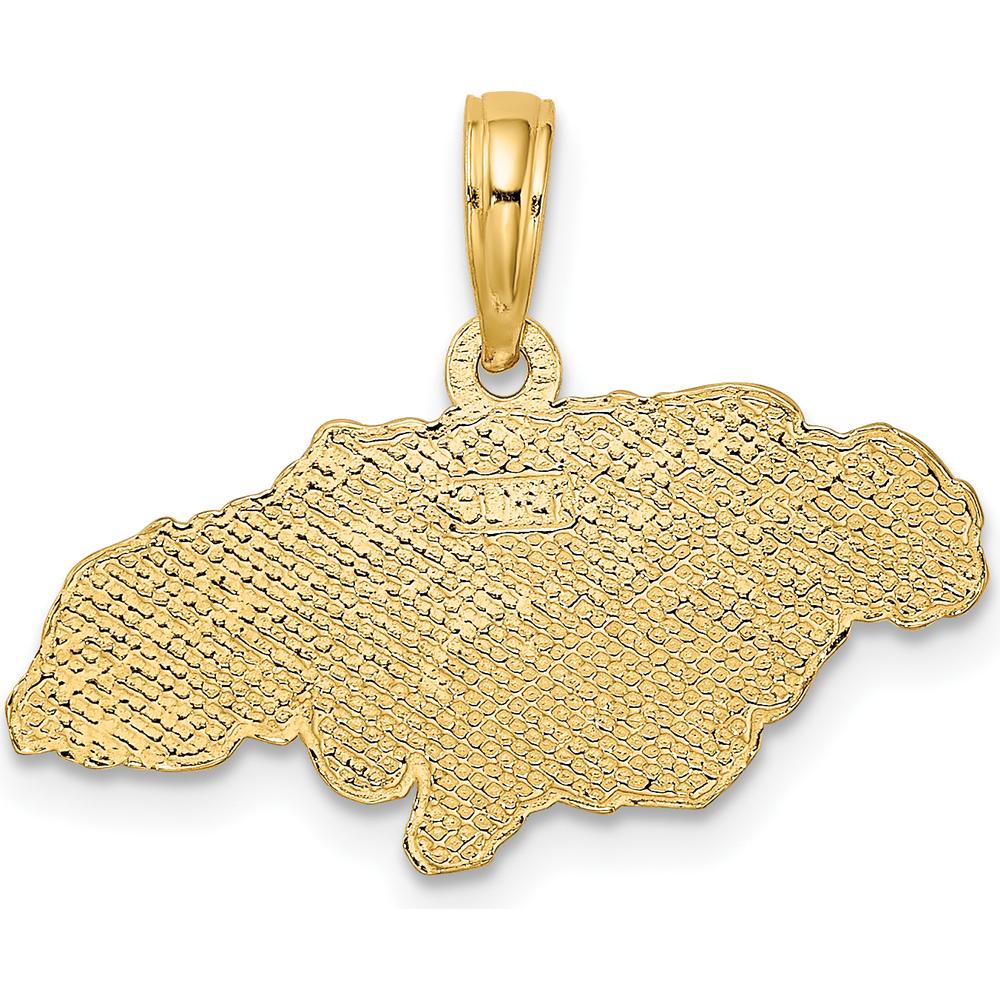 14K Yellow Gold Textured Jamaica Map Charm by Oro Pregiato