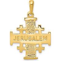 14K Yellow Gold Textured Jerusalem Cross Pendant - Reversible Charm, 32mm Length by Oro Pregiato