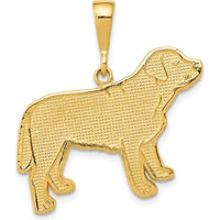 14K Yellow Gold Textured Labrador Dog Pendant - Polished Finish by Oro Pregiato
