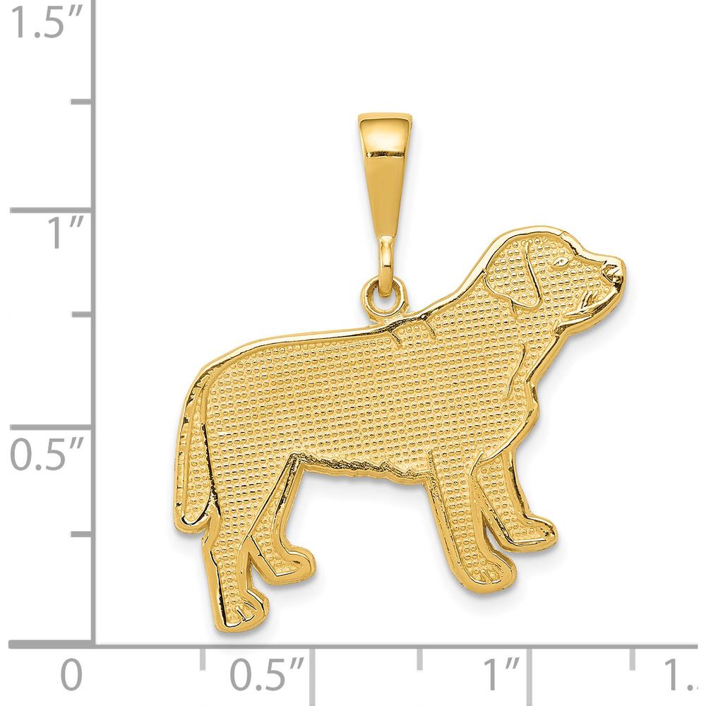 14K Yellow Gold Textured Labrador Dog Pendant - Polished Finish by Oro Pregiato