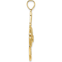 14K Yellow Gold Textured Large Angelfish Pendant with Polished Finish by Oro Pregiato