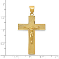 14K Yellow Gold Textured Latin Cross Pendant with Polished Finish by Oro Pregiato