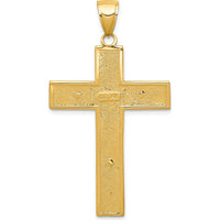 14K Yellow Gold Textured Latin Cross Pendant with Polished Finish by Oro Pregiato
