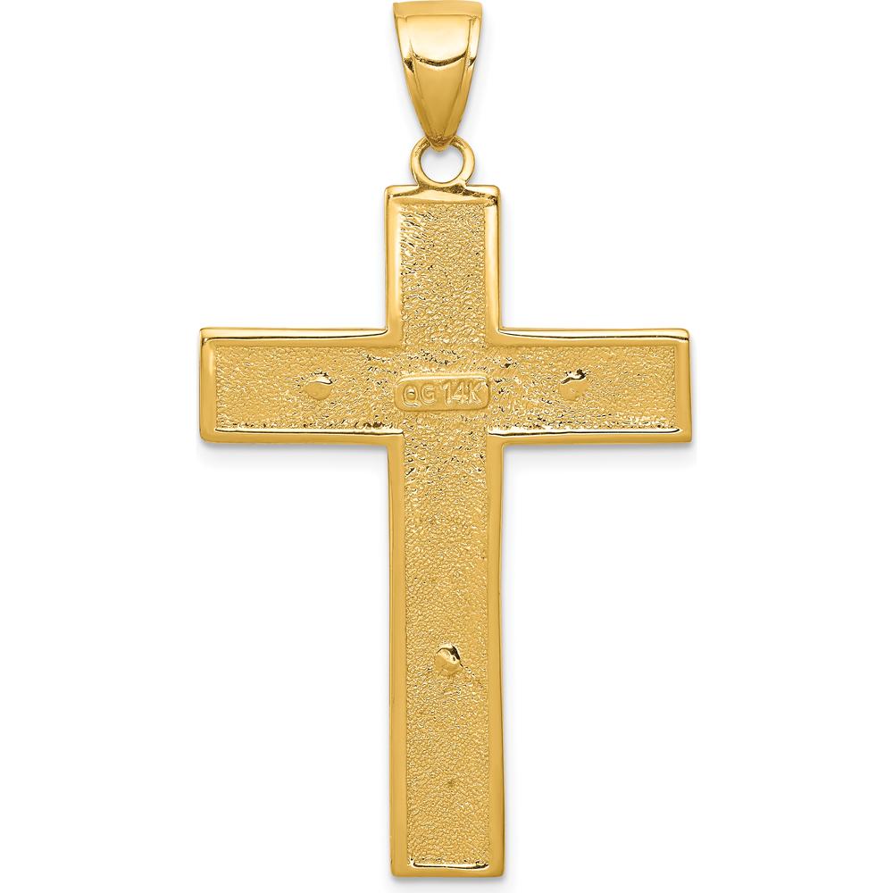 14K Yellow Gold Textured Latin Cross Pendant with Polished Finish by Oro Pregiato