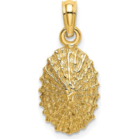14K Yellow Gold Textured Limpet Shell Pendant Charm by Oro Pregiato
