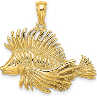 14K Yellow Gold Textured Lionfish Pendant Charm by Oro Pregiato