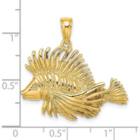 14K Yellow Gold Textured Lionfish Pendant Charm by Oro Pregiato