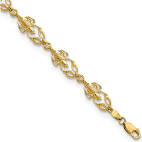 14K Yellow Gold Textured Lobster Bracelet with Polished Finish - 7.5" Length by Oro Pregiato