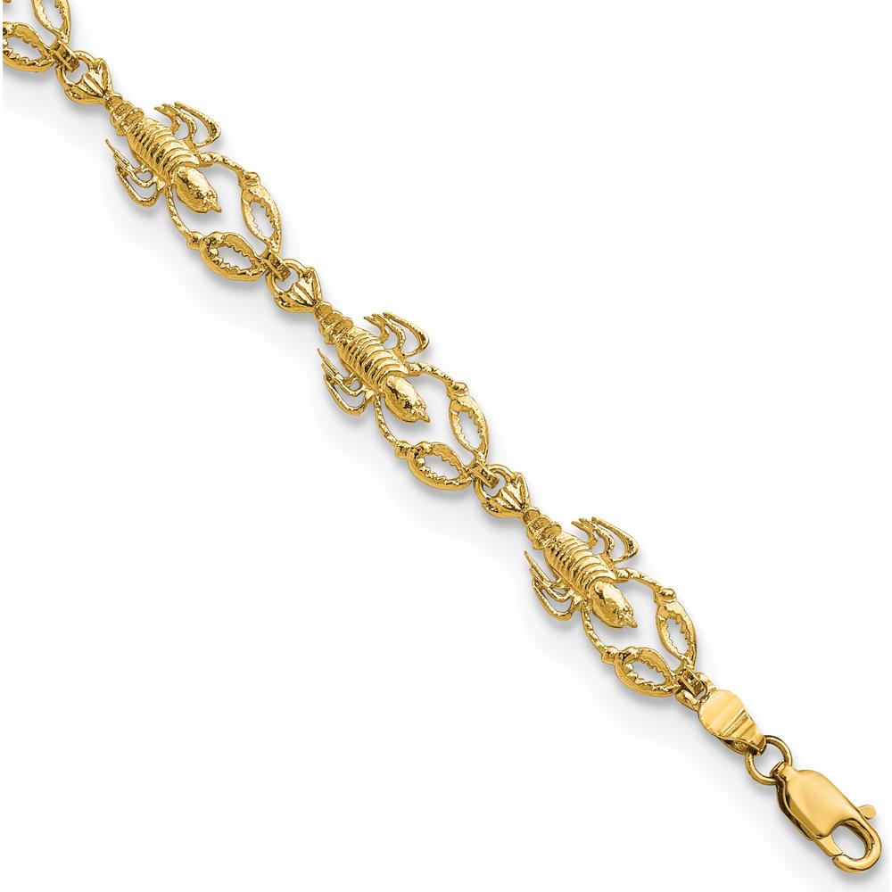 14K Yellow Gold Textured Lobster Bracelet with Polished Finish - 7.5" Length by Oro Pregiato