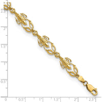 14K Yellow Gold Textured Lobster Bracelet with Polished Finish - 7.5" Length by Oro Pregiato