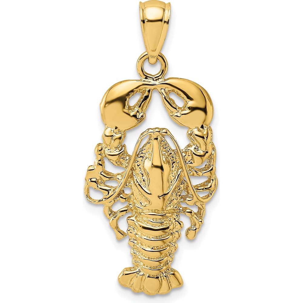 14K Yellow Gold Textured Maine Lobster Pendant Charm by Oro Pregiato
