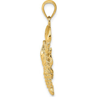 14K Yellow Gold Textured Maine Lobster Pendant Charm by Oro Pregiato