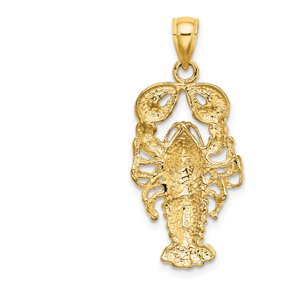 14K Yellow Gold Textured Maine Lobster Pendant Charm by Oro Pregiato