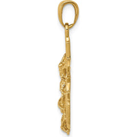 14K Yellow Gold Textured Mariners Crucifix Pendant with Rope and Wheel Design - 30.40mm Length by Oro Pregiato