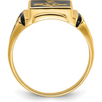 14K Yellow Gold Textured Masonic Ring with Polished Finish - Symbolic Freemason Design by IBGoodman