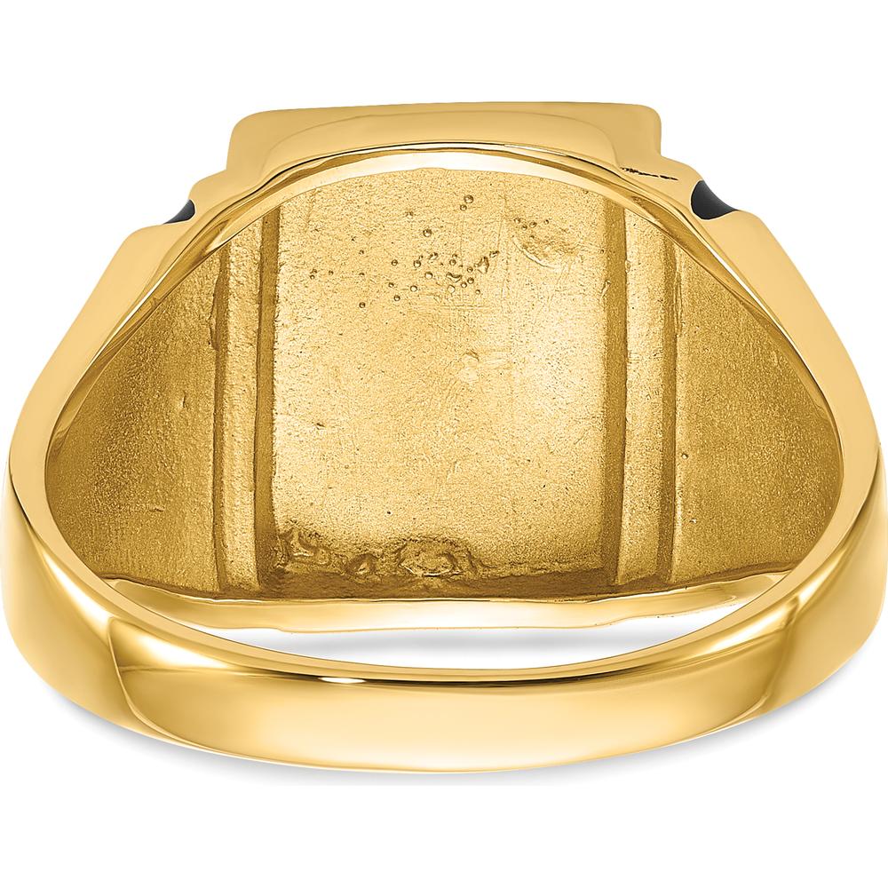 14K Yellow Gold Textured Masonic Ring with Polished Finish - Symbolic Freemason Design by IBGoodman