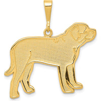 14K Yellow Gold Textured Mastiff Dog Pendant - 32mm Length, 28mm Width by Oro Pregiato