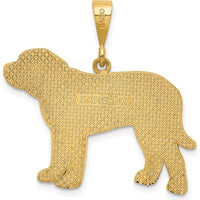 14K Yellow Gold Textured Mastiff Dog Pendant - 32mm Length, 28mm Width by Oro Pregiato