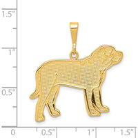14K Yellow Gold Textured Mastiff Dog Pendant - 32mm Length, 28mm Width by Oro Pregiato