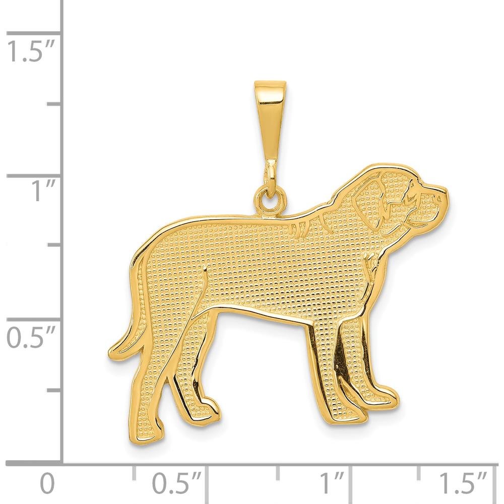 14K Yellow Gold Textured Mastiff Dog Pendant - 32mm Length, 28mm Width by Oro Pregiato