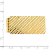 14K Yellow Gold Textured Money Clip with Polished Finish - 55mm x 26mm by Oro Pregiato