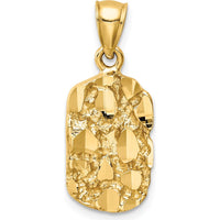 14K Yellow Gold Textured Nugget Pendant with Polished Finish by Oro Pregiato