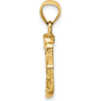 14K Yellow Gold Textured Nugget Pendant with Polished Finish by Oro Pregiato