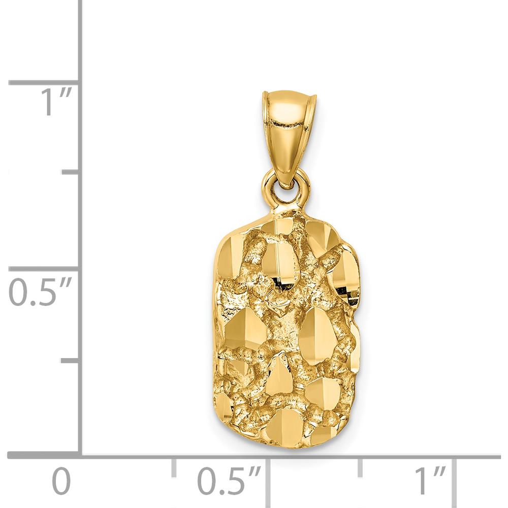 14K Yellow Gold Textured Nugget Pendant with Polished Finish by Oro Pregiato