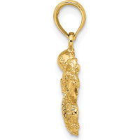 14K Yellow Gold Textured Octopus Charm - 22mm Length by Oro Pregiato