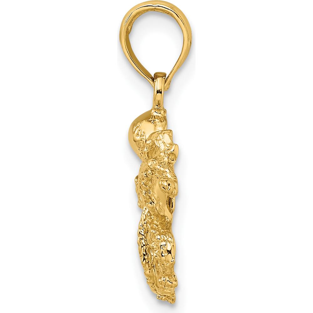 14K Yellow Gold Textured Octopus Charm - 22mm Length by Oro Pregiato
