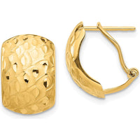 14K Yellow Gold Textured Omega Back Earrings with Polished Hammered Finish by 0