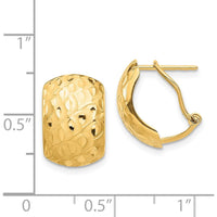 14K Yellow Gold Textured Omega Back Earrings with Polished Hammered Finish by 0