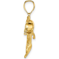 14K Yellow Gold Textured Open Mouth Dolphin Pendant Charm - 30mm Length by Oro Pregiato