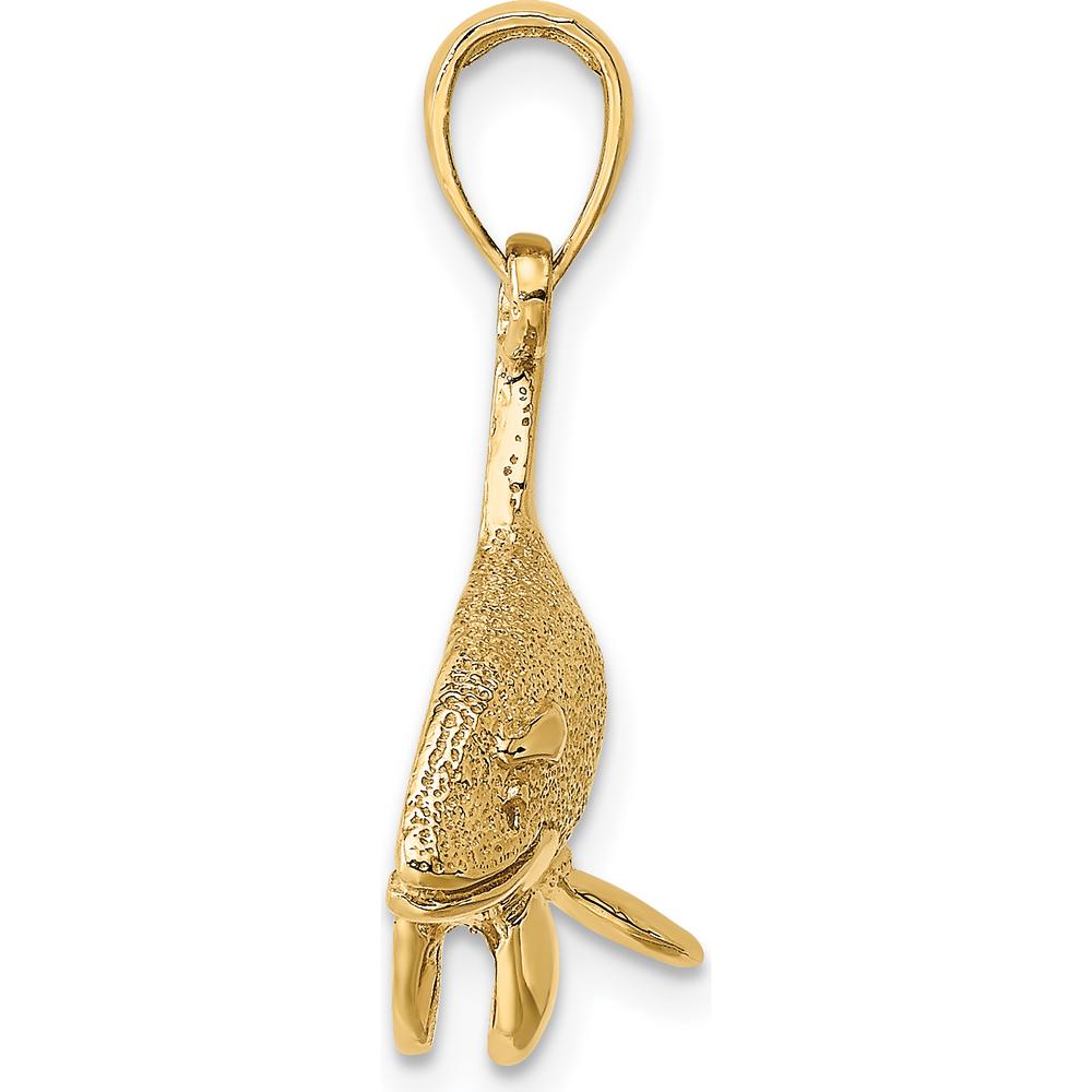 14K Yellow Gold Textured Orca Whale Pendant by Oro Pregiato