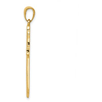 14K Yellow Gold Textured Outline Cross Pendant - 38mm Length by Oro Pregiato
