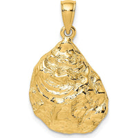 14K Yellow Gold Textured Oyster Shell Charm Pendant - 27mm Length by Oro Pregiato