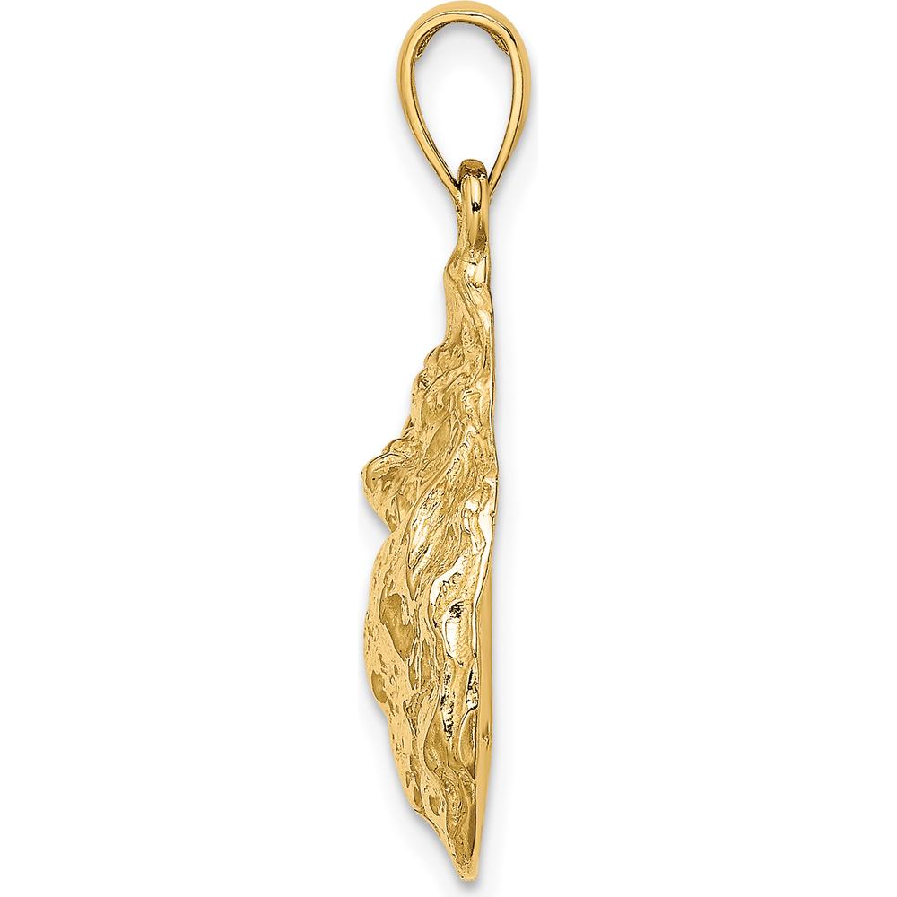14K Yellow Gold Textured Oyster Shell Charm Pendant - 27mm Length by Oro Pregiato