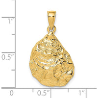 14K Yellow Gold Textured Oyster Shell Charm Pendant - 27mm Length by Oro Pregiato