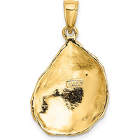 14K Yellow Gold Textured Oyster Shell Charm Pendant - 27mm Length by Oro Pregiato