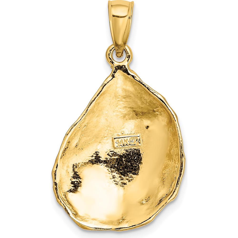 14K Yellow Gold Textured Oyster Shell Charm Pendant - 27mm Length by Oro Pregiato