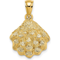 14K Yellow Gold Textured Oyster Shell Charm Pendant by Oro Pregiato