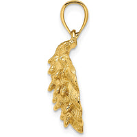 14K Yellow Gold Textured Oyster Shell Charm Pendant by Oro Pregiato