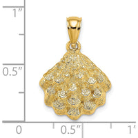 14K Yellow Gold Textured Oyster Shell Charm Pendant by Oro Pregiato
