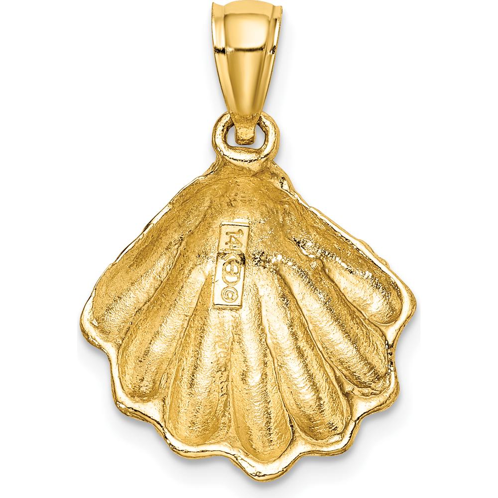 14K Yellow Gold Textured Oyster Shell Charm Pendant by Oro Pregiato