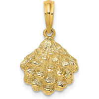 14K Yellow Gold Textured Oyster Shell Charm - Polished Finish by Oro Pregiato