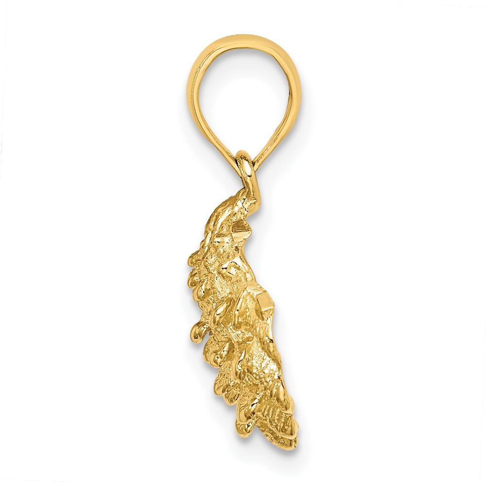 14K Yellow Gold Textured Oyster Shell Charm - Polished Finish by Oro Pregiato